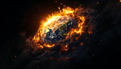 Fiery Inferno Engulfs Planet Earth In Space