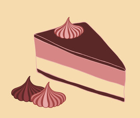 Cake drawing. Pastry vector illustration.