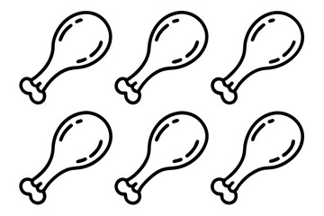 Chicken Drumstick Line Art Vector Bundle
