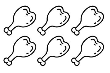 Chicken Drumstick Line Art Vector Bundle