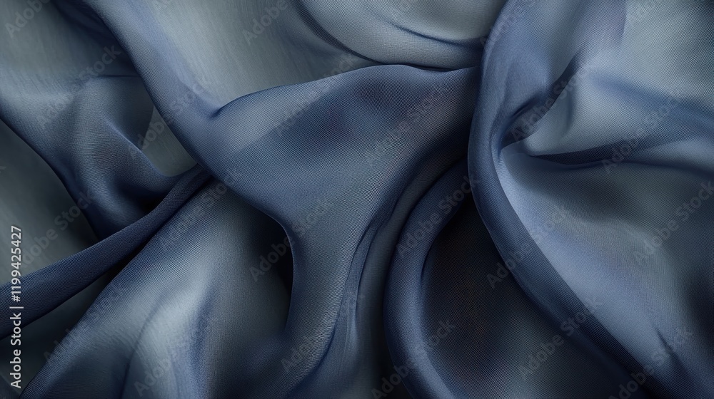 Poster close-up view of navy textiles in soft gray fog an abstract exploration of fluidity