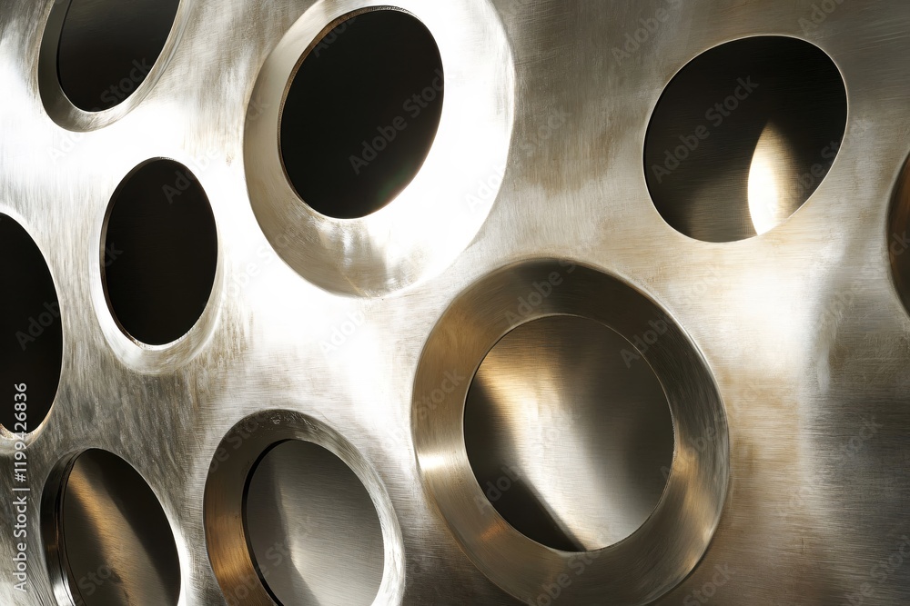 Poster abstract metal surface circular holes design texture background