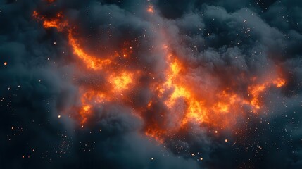 Fototapeta premium A vibrant cosmic scene depicting swirling clouds of orange and dark hues, evoking the mysteries of the universe.