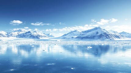 Majestic Snow-Capped Mountains Reflected in Serene Arctic Waters