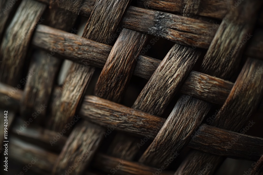 Poster Dark Wood Weave Texture Background Rustic Intertwined Pattern Design Element