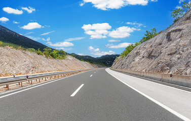 Highway in a beautiful mountainous area.
