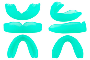 Set of sports mouthguard for teeth isolated from background