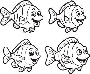 Cute Cartoon Fish Vector Illustration