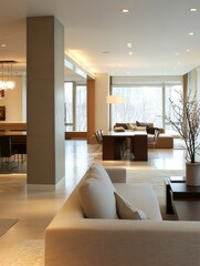 Fototapeta premium Modern Minimalist Apartment Living Room Design