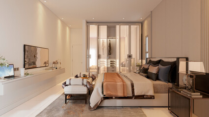 luxury hotel room with bed