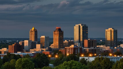 Kitchener, Ontario, Canada Downtown City Skyline