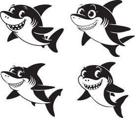 Playful Cartoon Sharks Vector Design