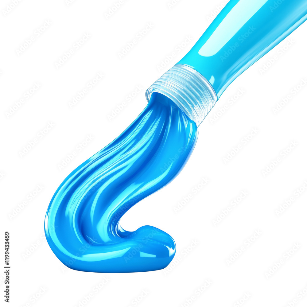 Aufkleber a digitally rendered image shows bright blue paint pouring from a tube onto a white background creat