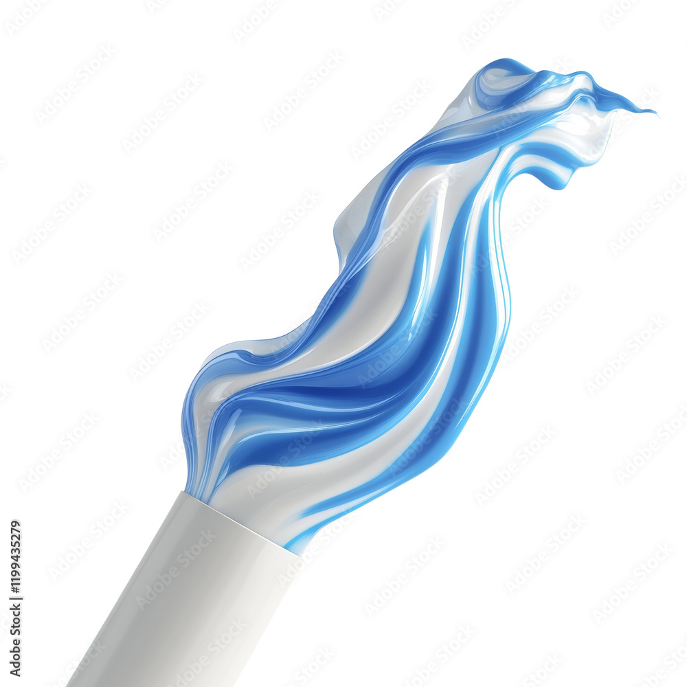 Poster a digitally rendered image showcases a dynamic, swirling stream of blue and white liquid emanating f