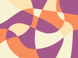 Abstract multicolored pastel organic mosaic illustration design background. Colors: Astra, orange, light plum or magenta, and bleach white.