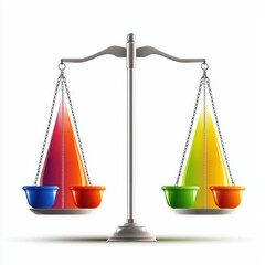 A colorful scale symbolizes balance and fairness, representing equality between two sides.