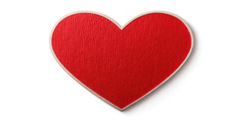 Fototapeta premium A bright red heart shape sticker isolated on a white background, with a subtle texture effect giving it a realistic look and feel , isolated, bright red