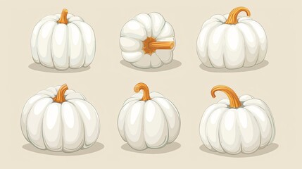 White Pumpkin Vector Cartoon Illustration for Halloween Decor and Designs