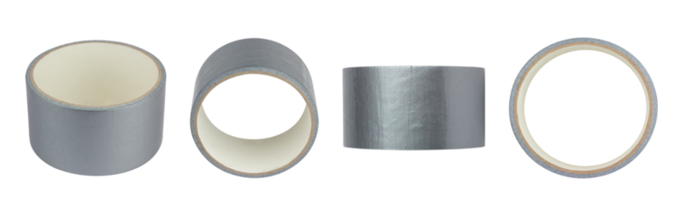 Set of roll of gray reinforced tape isolated from background	