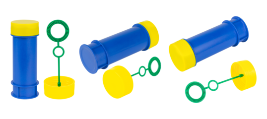 Set of Plastic bottle of soap bubbles isolated isolated from background