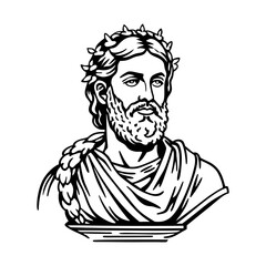 Ancient deity portrait illustration in vintage style