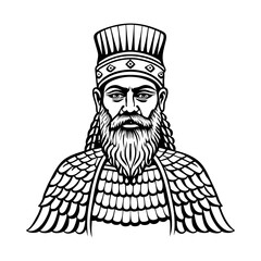 A vintage illustration of babylonian god