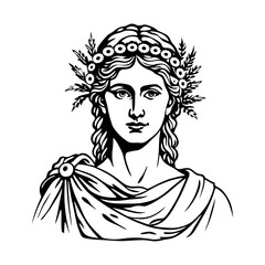 A vintage style illustration of ceres goddess