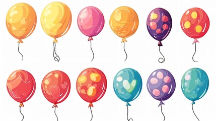 Vibrant Colorful Balloons on White Background for Celebration Events and Parties