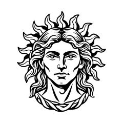 A vintage style illustration of helios god