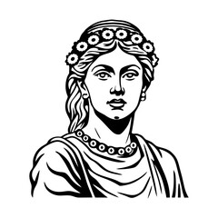 Hera goddess of greek mythology illustration in vintage style