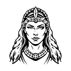 Idun goddess portrait illustration in vintage style