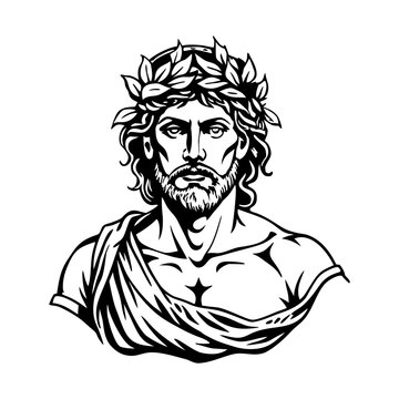 Hermes god illustration in vintage style