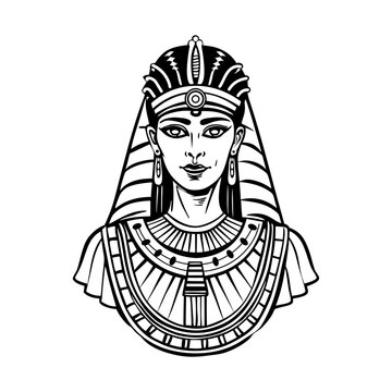 A vintage style illustration of isis goddess