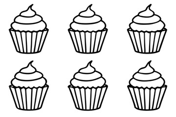 Cupcake Line Art Vector Bundle