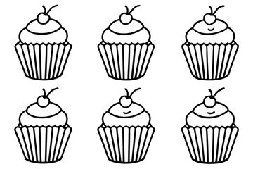 Cupcake Line Art Vector Bundle