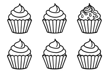 Cupcake Line Art Vector Bundle