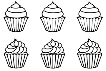 Cupcake Line Art Vector Bundle