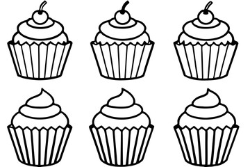 Cupcake Line Art Vector Bundle