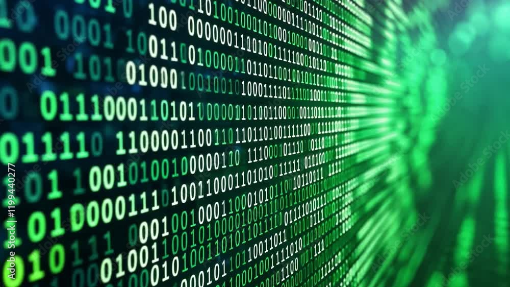 Poster futuristic binary code designs blending neon elements,binary code data bit
