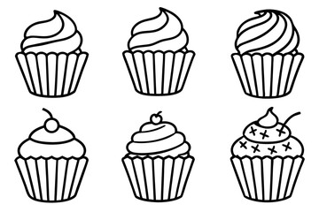 Cupcake Line Art Vector Bundle