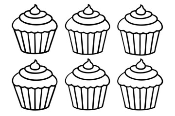 Cupcake Line Art Vector Bundle