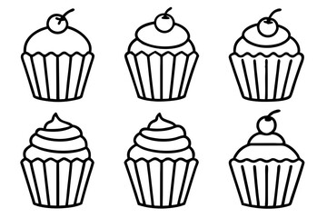 Cupcake Line Art Vector Bundle