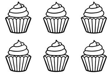 Cupcake Line Art Vector Bundle