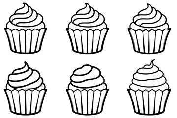Cupcake Line Art Vector Bundle