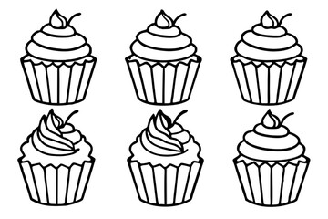 Cupcake Line Art Vector Bundle
