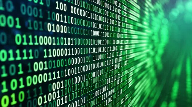 Futuristic binary code designs blending neon elements,Binary code data bit