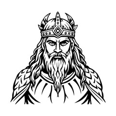 A vintage style illustration of ancient njord god