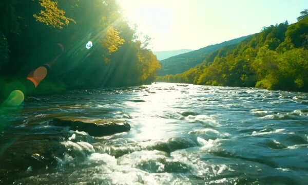 Captivating Slow Motion View of River Stream in Nature