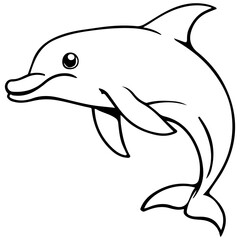 vector black and white dolphin illustration