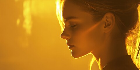 Golden Hour Woman Profile Peaceful Serene Relaxed Calm Beauty